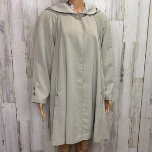 British Mist Vintage Cream Hooded Cape Trench Coat
